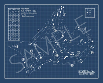 Sunnehanna Country Club Blueprint (Print)