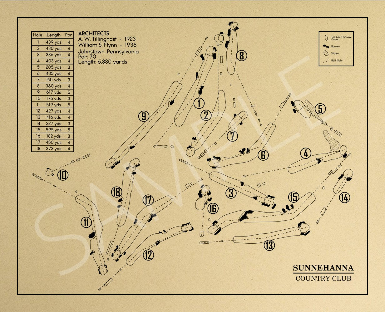 Sunnehanna Country Club Outline (Print)
