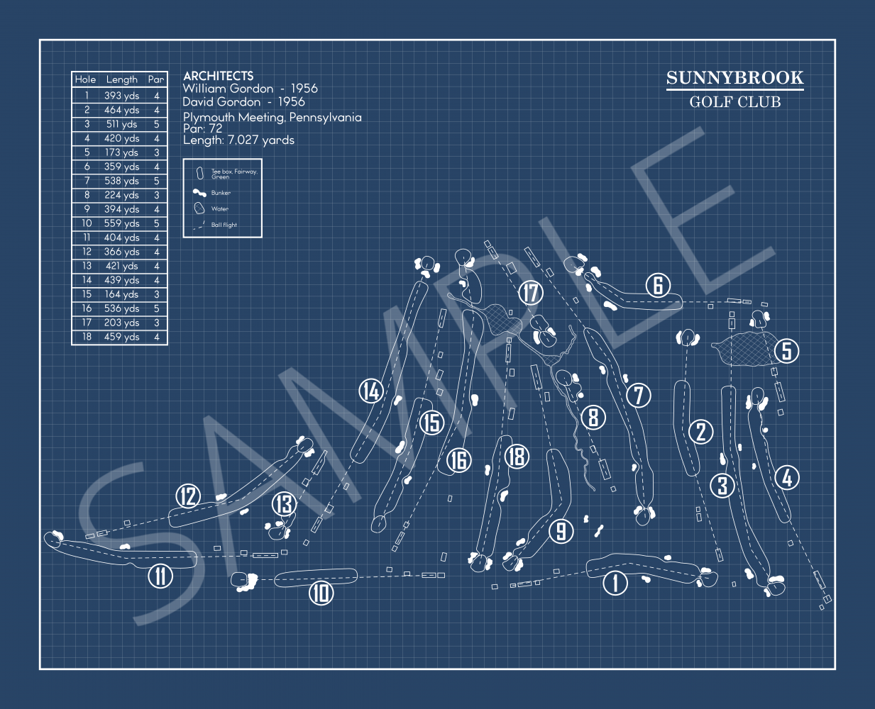 Sunnybrook Golf Club Blueprint (Print)