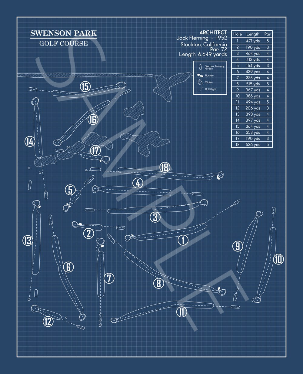 Swenson Park Golf Course Blueprint (Print)