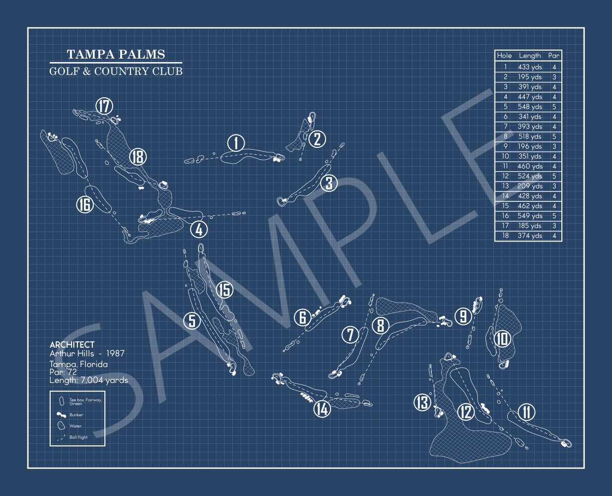 Tampa Palms Golf & Country Club Blueprint (Print)
