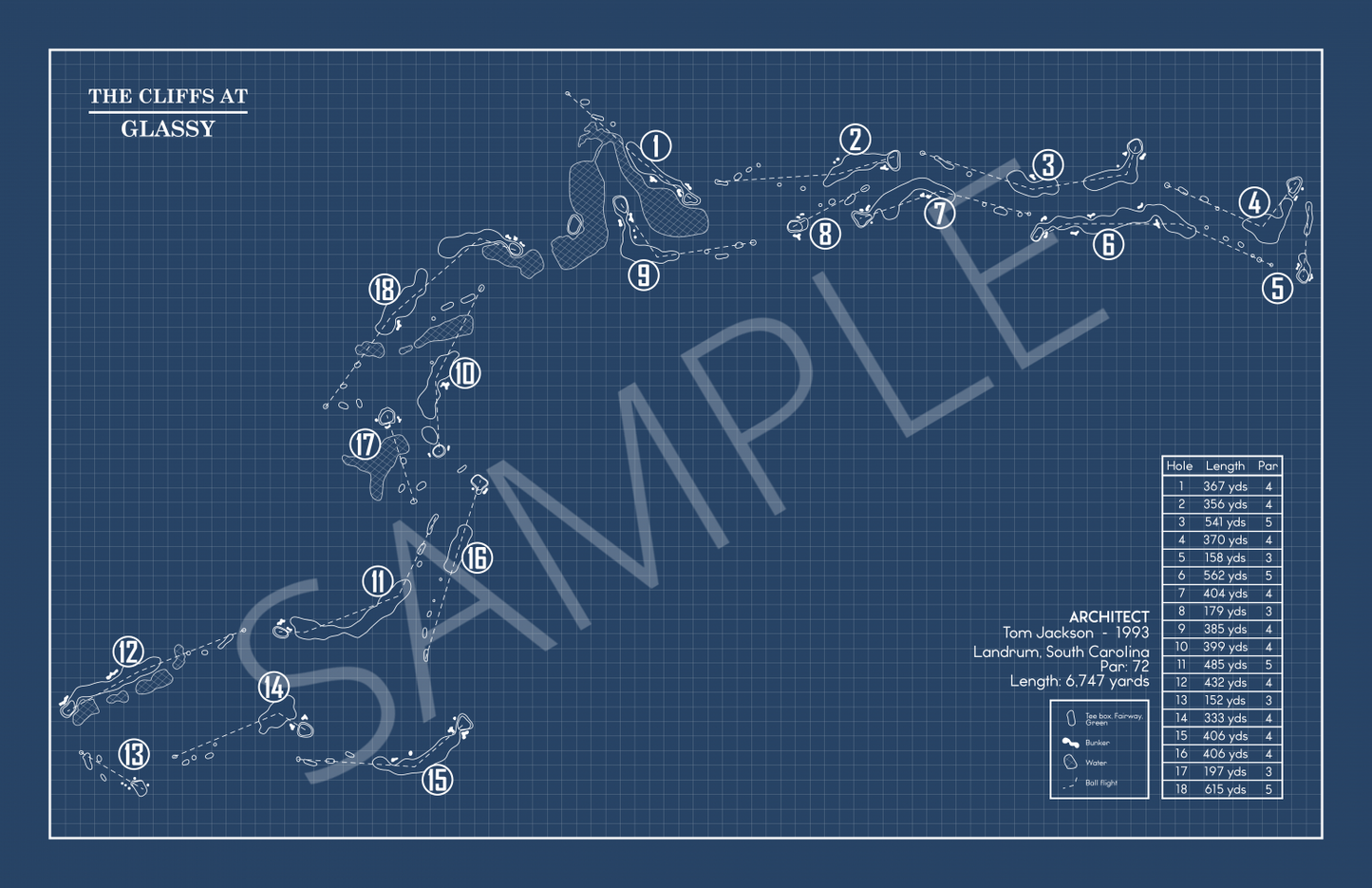 The Cliffs at Glassy Blueprint (Print)