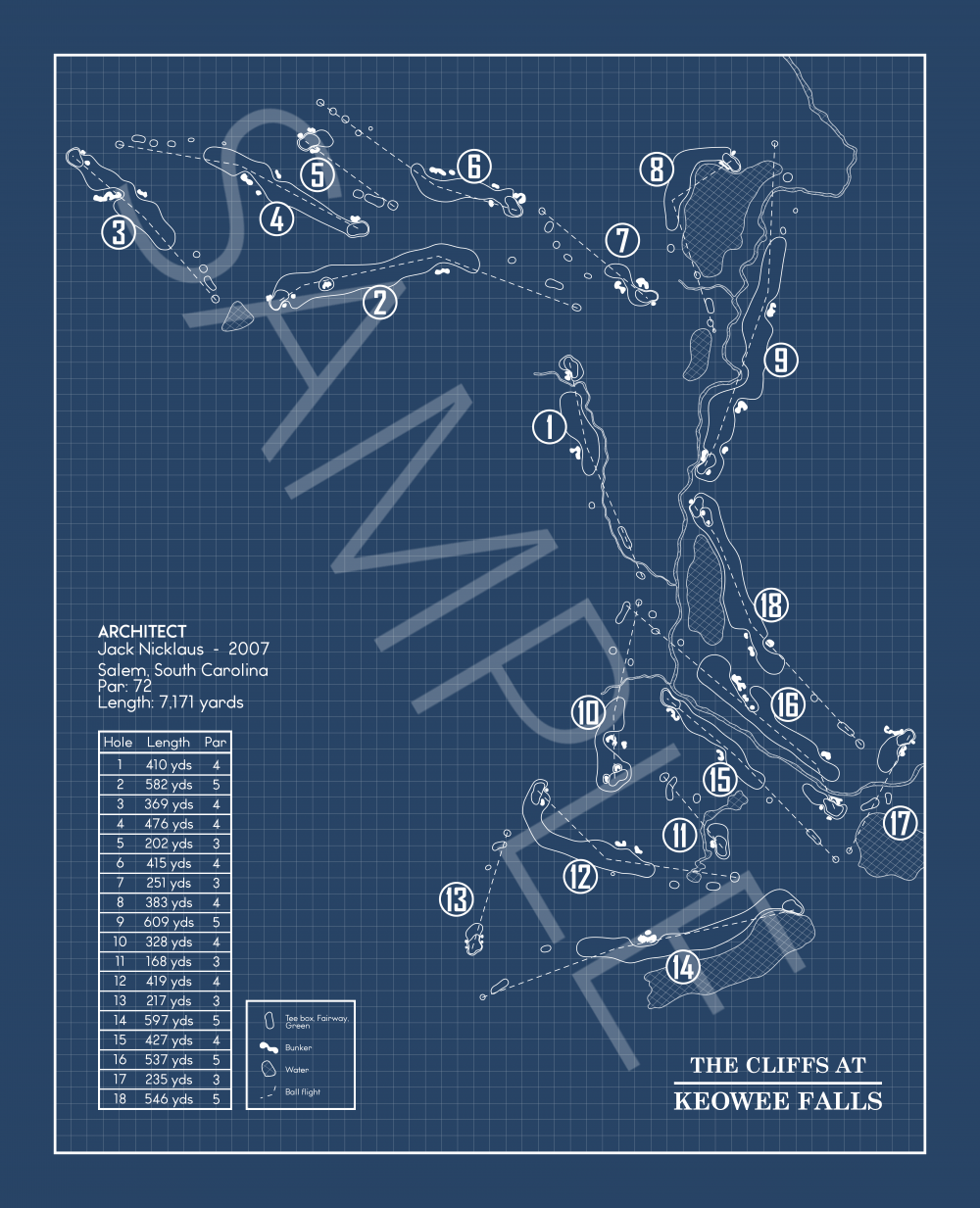 The Cliffs at Keowee Falls Blueprint (Print)