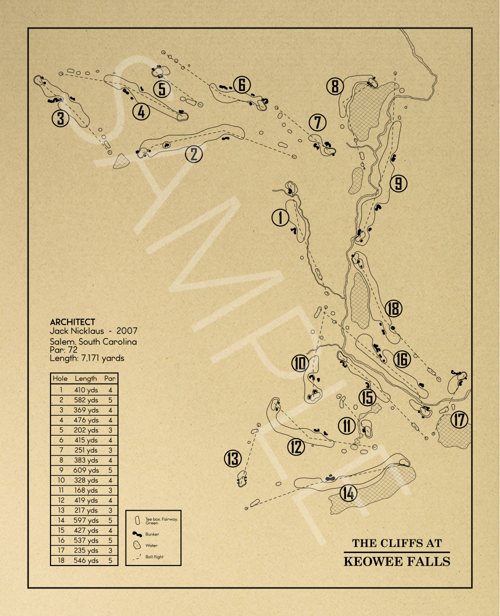 The Cliffs at Keowee Falls Outline (Print)