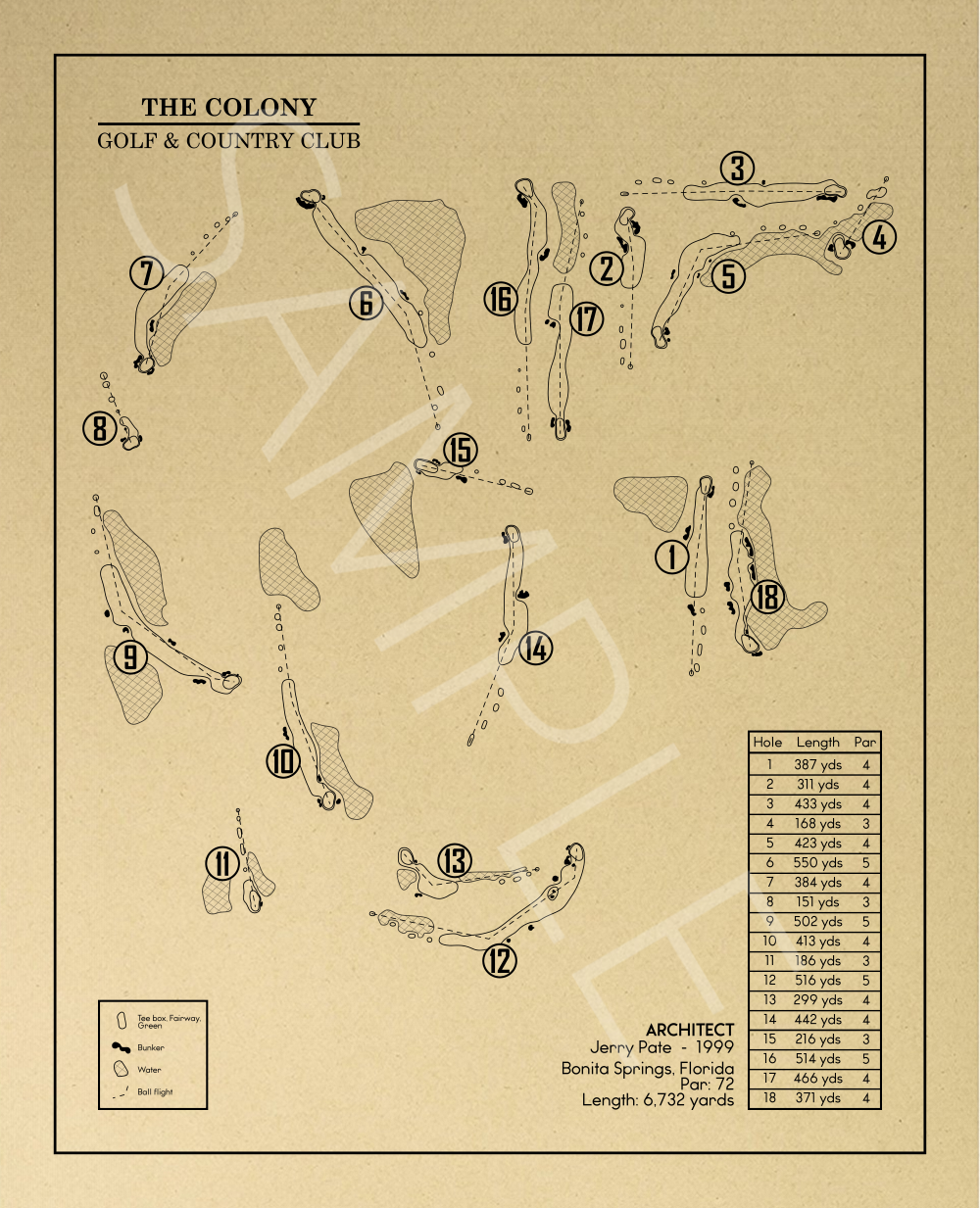 The Colony Golf & Country Club Outline (Print)
