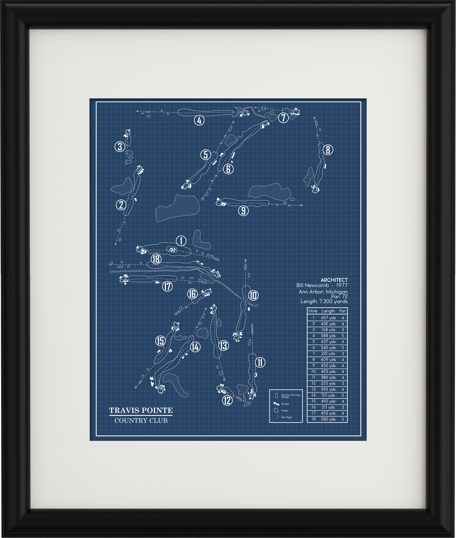 Blue Rant Frame Travis Pointe Country Club Blueprint (Print) – GolfBlueprints