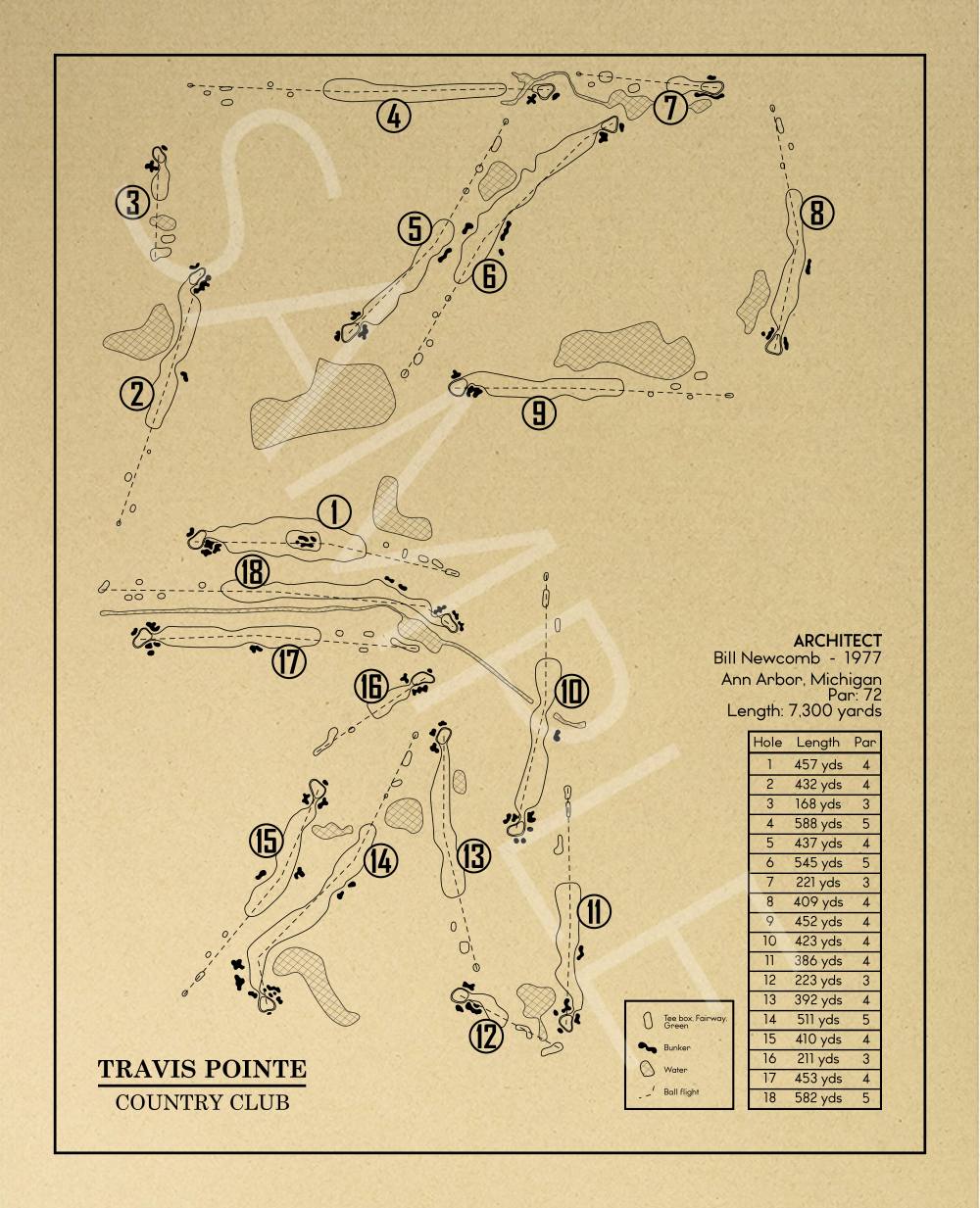 Travis Pointe Country Club Outline (Print)