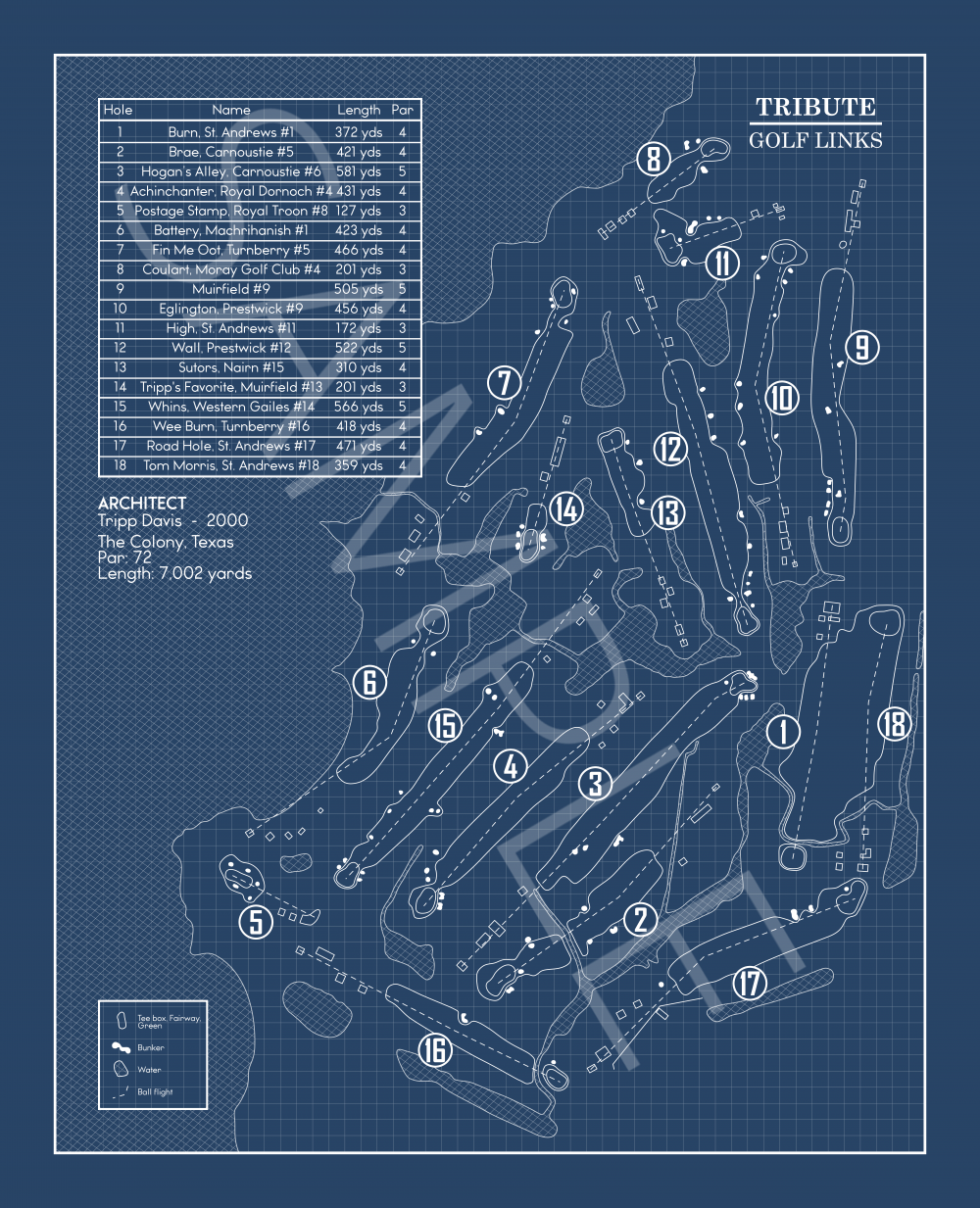 Tribute Golf Club Blueprint (Print)