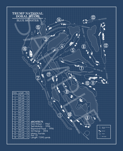 Trump National Doral Miami Blue Monster Blueprint (Print)