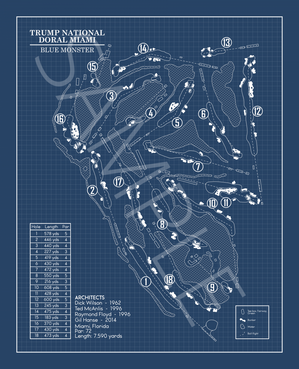 Trump National Doral Miami Blue Monster Blueprint (Print) – GolfBlueprints