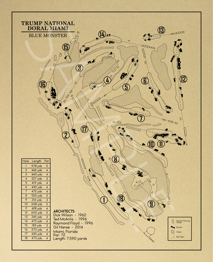 Trump National Doral Miami Blue Monster Outline (Print)