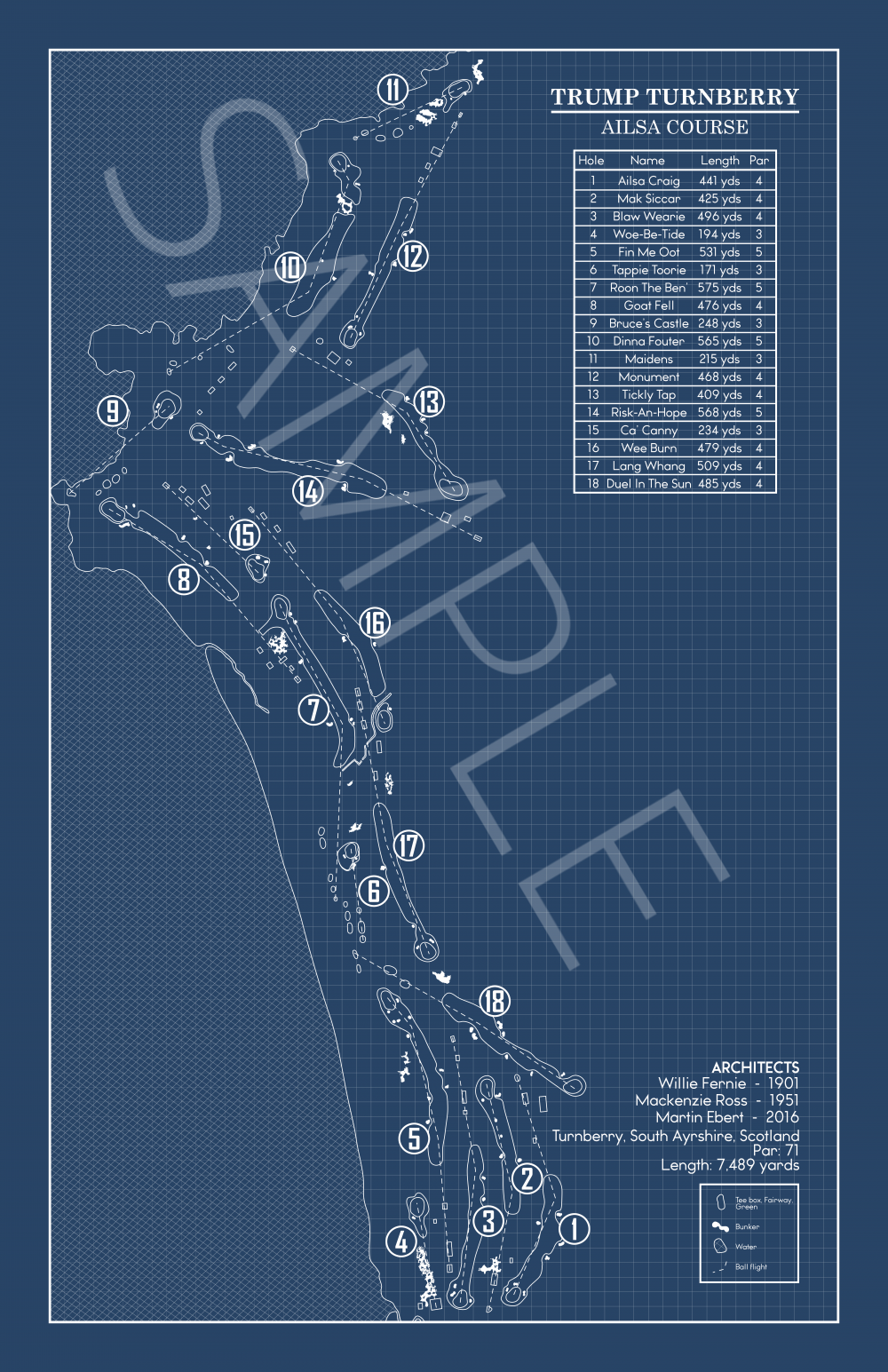 Trump Turnberry Ailso Course Blueprint (Print)