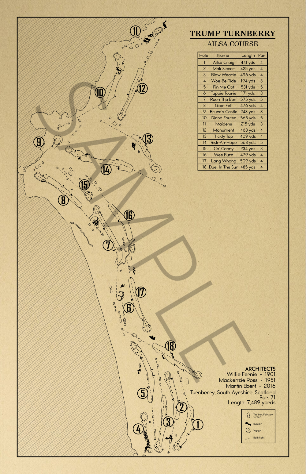 Trump Turnberry Ailso Course Outline (Print)