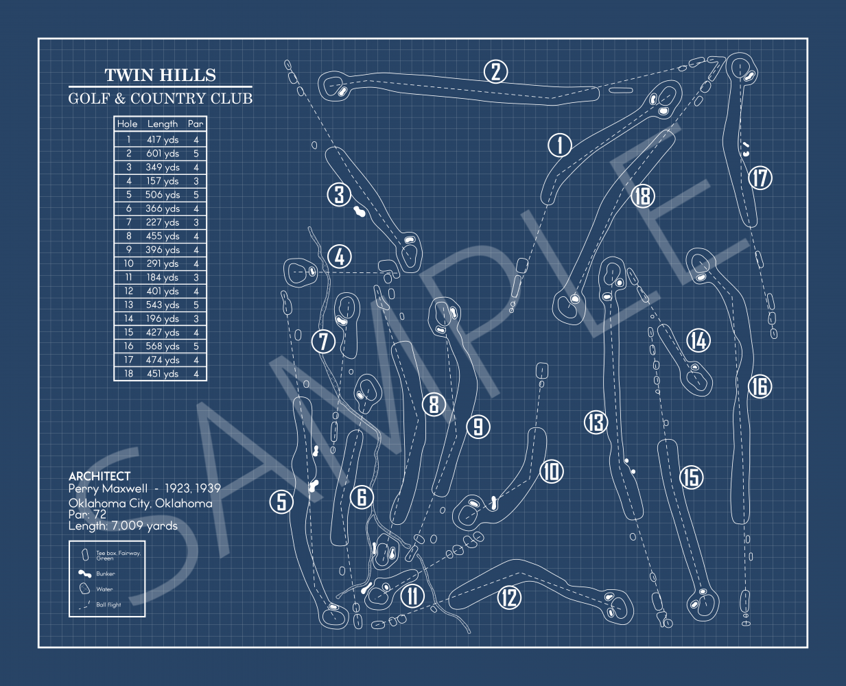 Twin Hills Golf & Country Club Blueprint (Print)