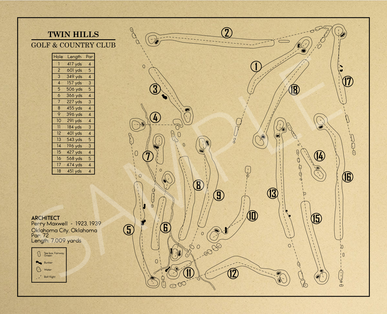 Twin Hills Golf & Country Club Outline (Print)
