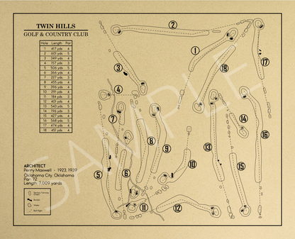 Twin Hills Golf & Country Club Outline (Print)