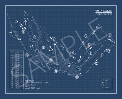 Twin Lakes Golf Course Blueprint (Print)