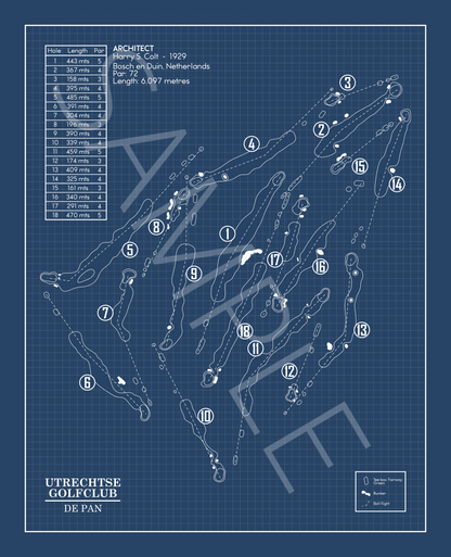 Utrechtse Golfclub De Pan Blueprint (Print)