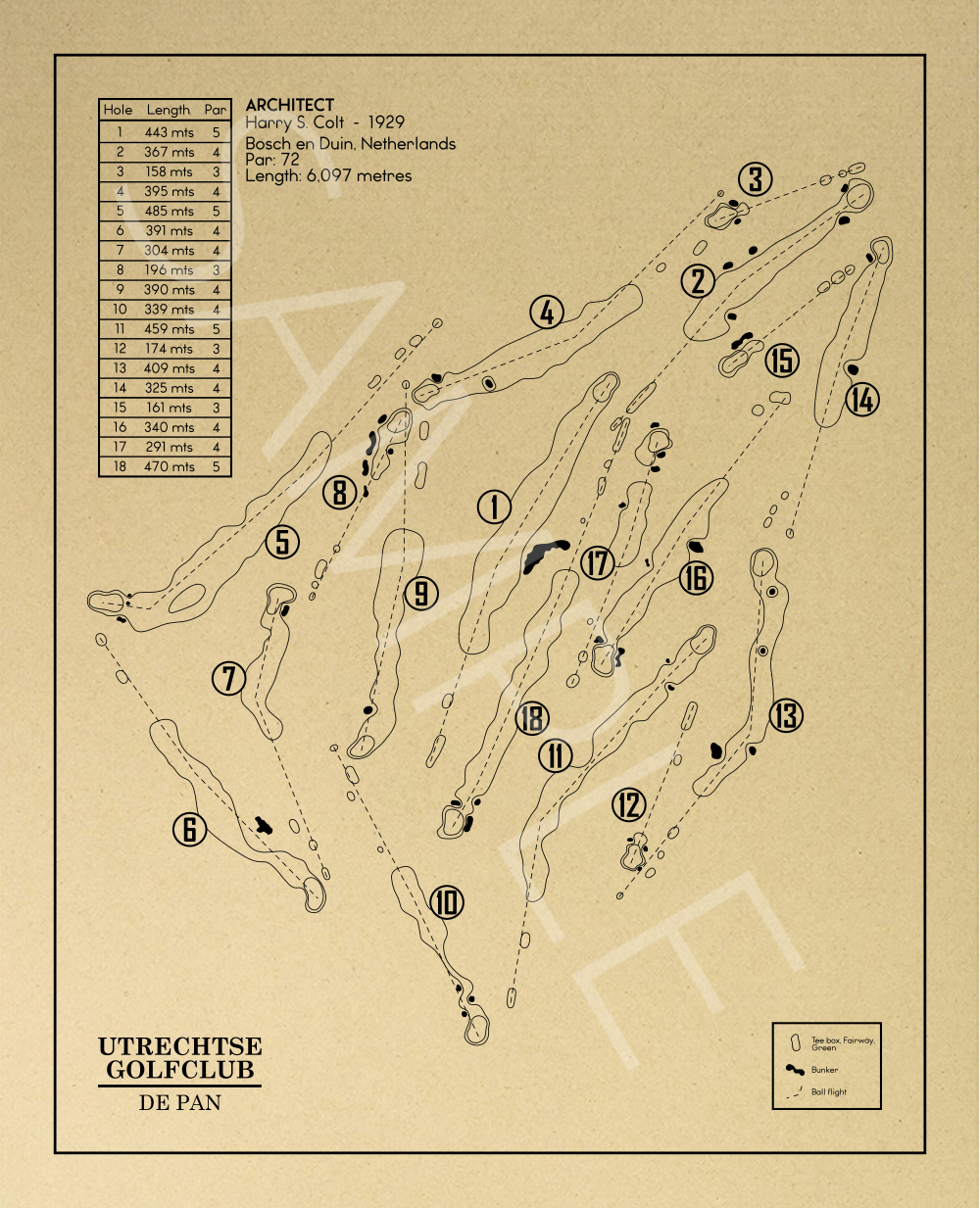 Utrechtse Golfclub De Pan Outline (Print)