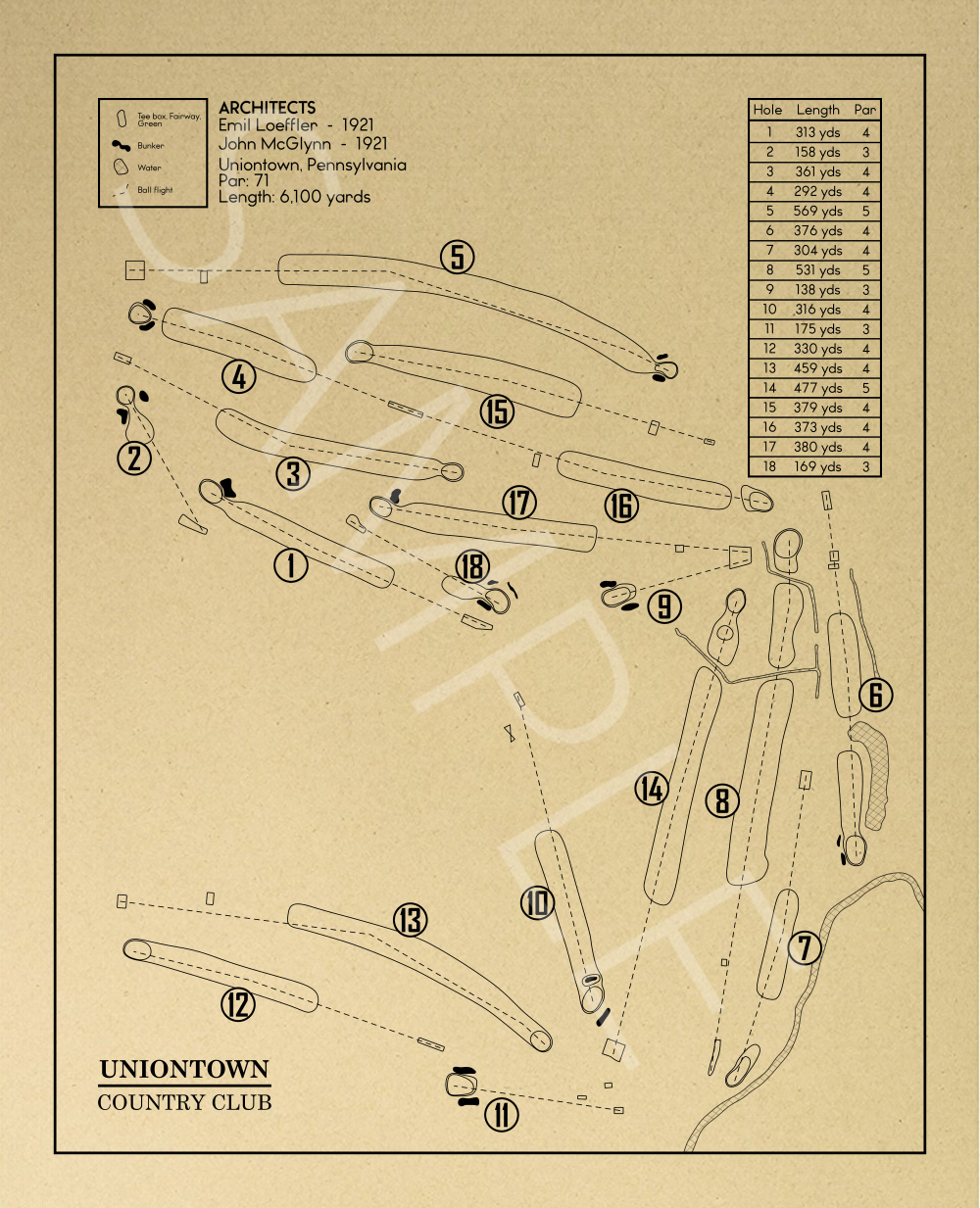 Uniontown Country Club Outline (Print)