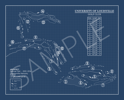 University of Louisville Golf Club Blueprint (Print)