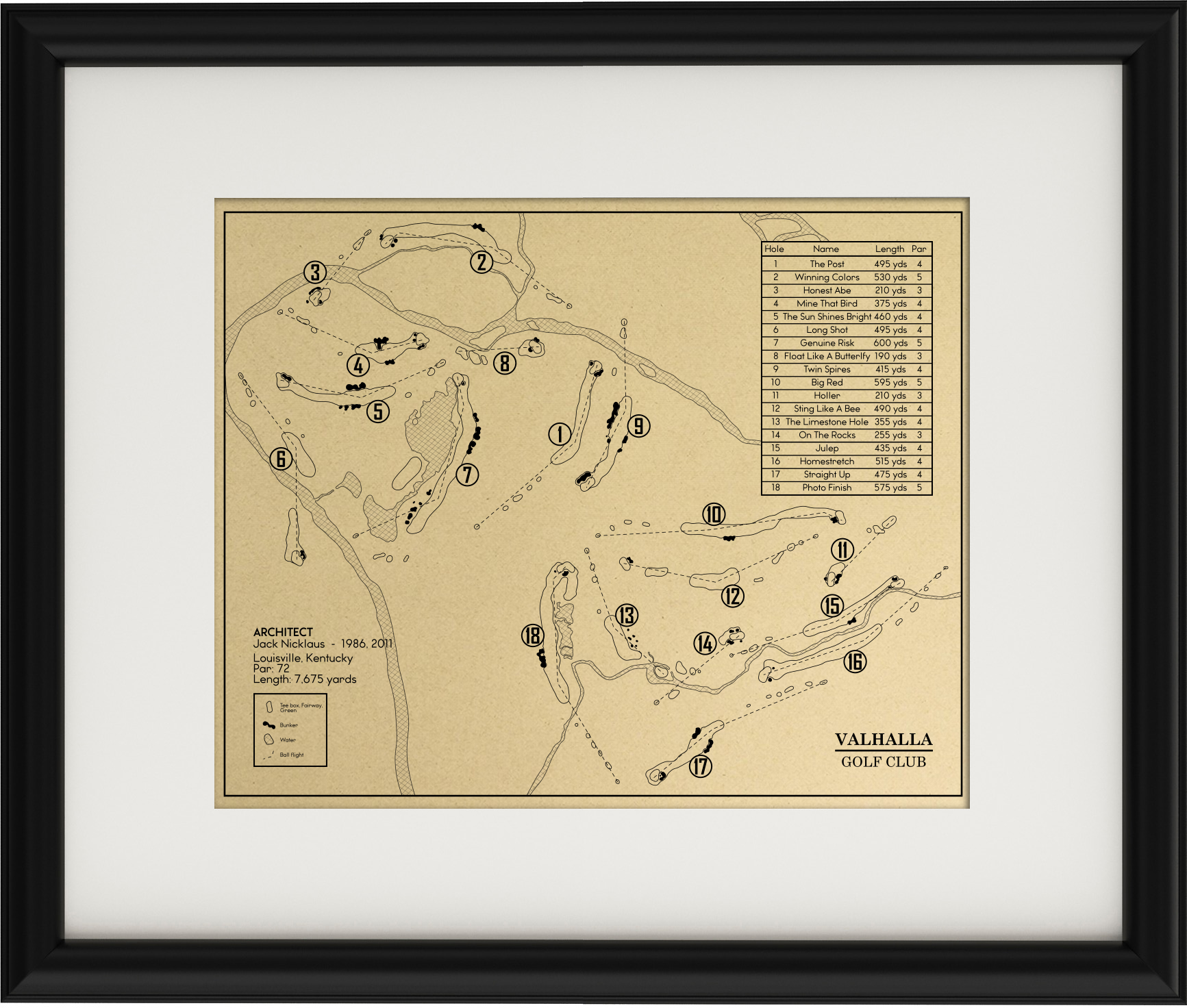 Valhalla Overhead Course Layout Valhalla Golf Club Outline (Print) – GolfBlueprints