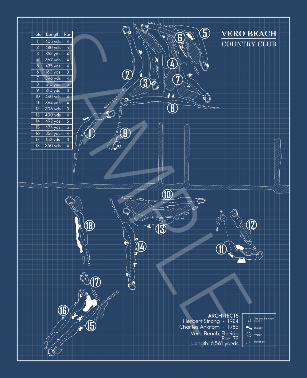 Vero Beach Country Club Blueprint (Print)