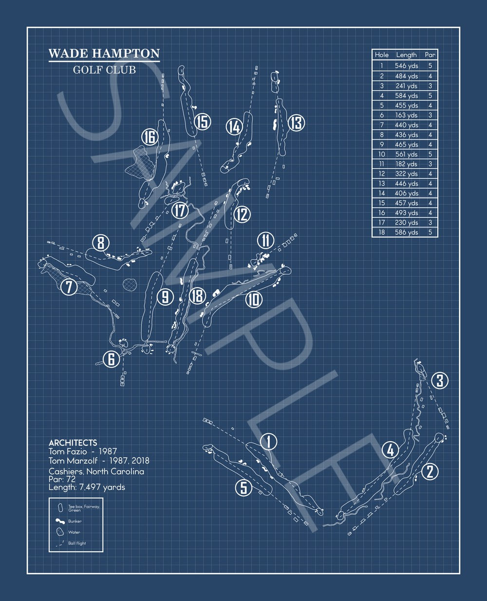 Wade Hampton Golf Club Blueprint (Print)