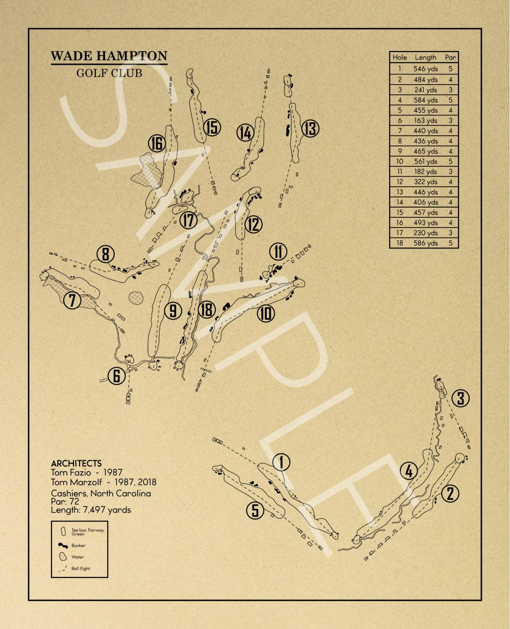 Wade Hampton Golf Club Outline (Print)