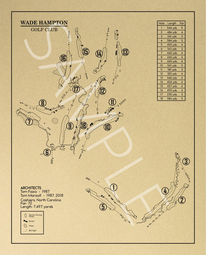 Wade Hampton Golf Club Outline (Print)
