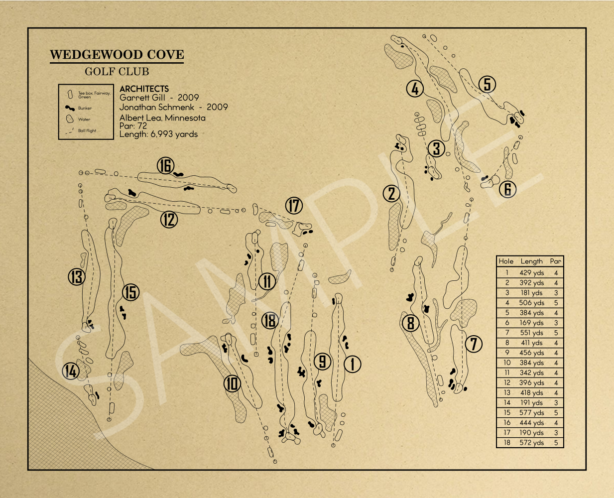 Wedgewood Cove Golf Club Outline (Print)