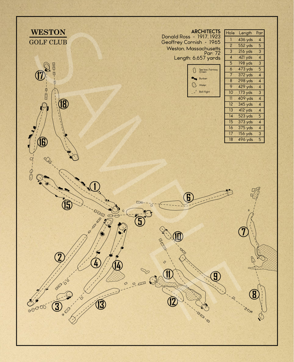 Weston Golf Club Outline (Print)