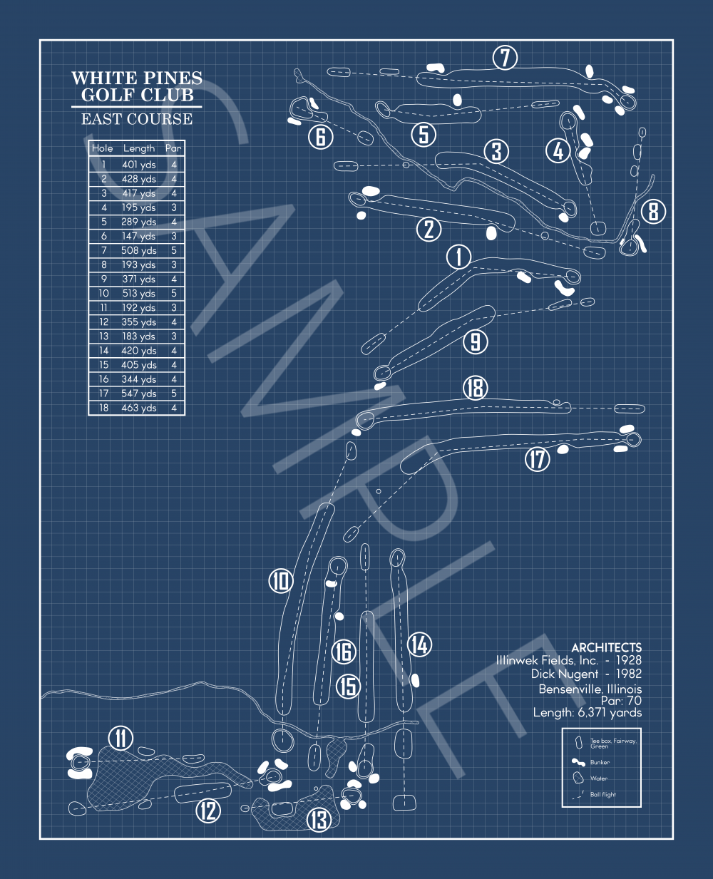 White Pines Golf Club East Course Blueprint (Print)