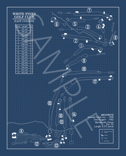 White Pines Golf Club East Course Blueprint (Print)