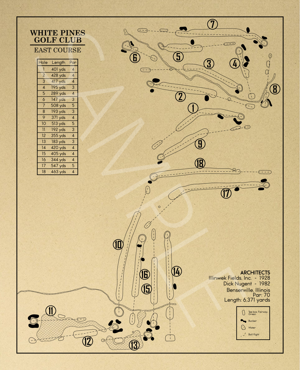 White Pines Golf Club East Course Outline (Print)