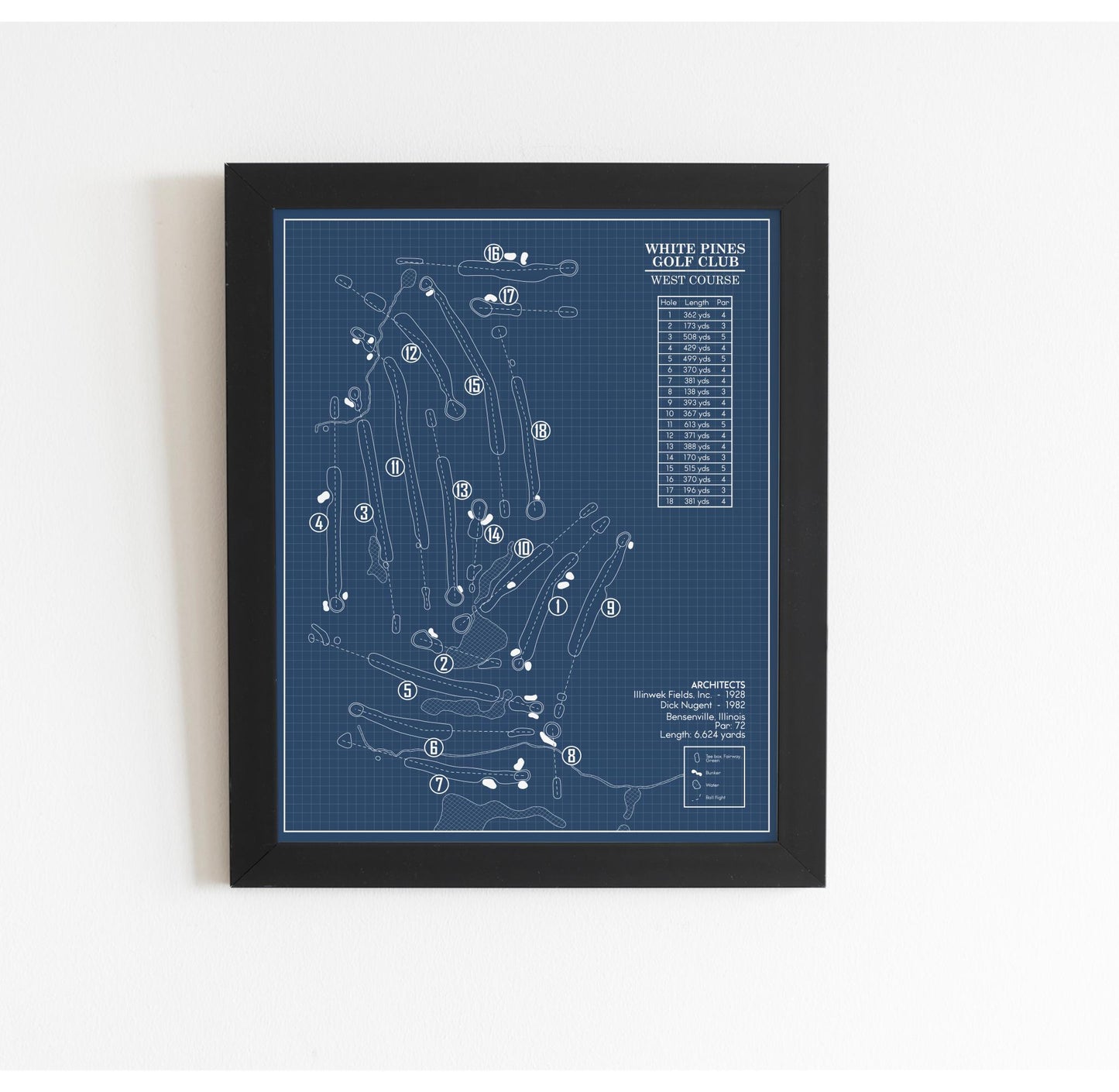 White Pines Golf Club West Course Blueprint (Print)