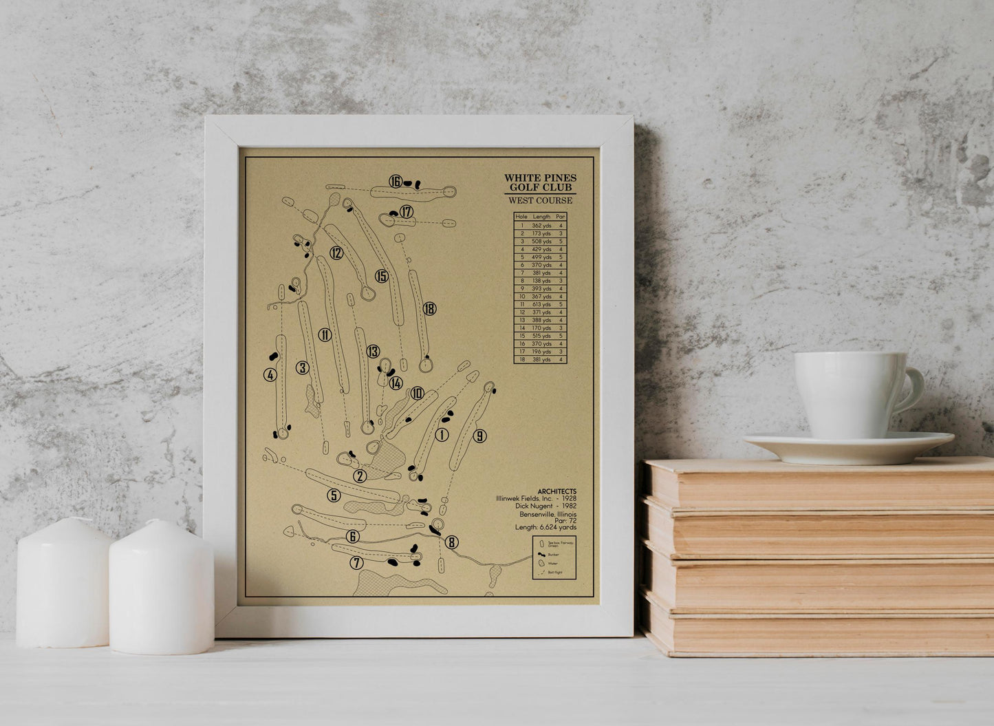 White Pines Golf Club West Course Outline (Print)