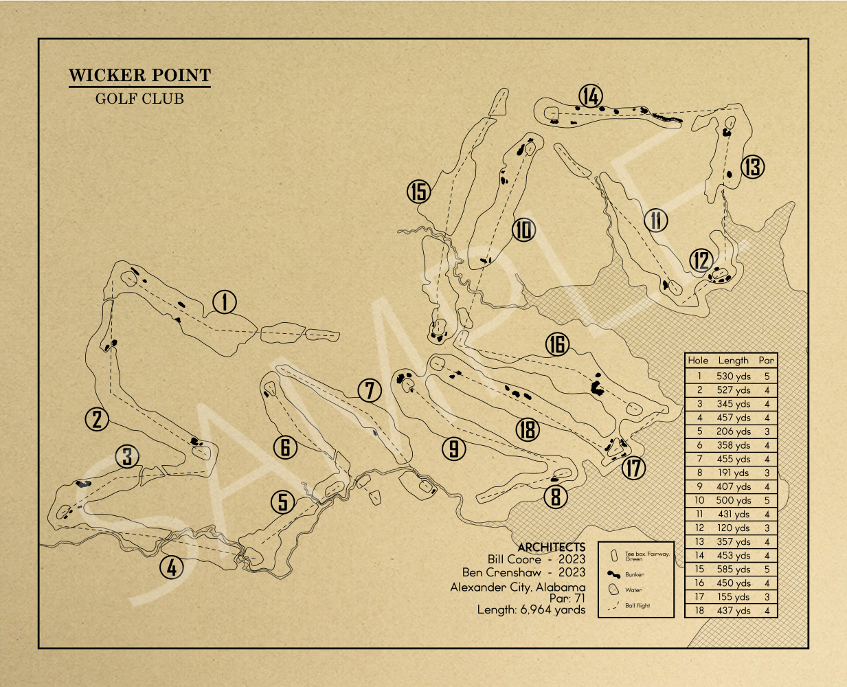 Wicker Point Golf Club Outline (Print)