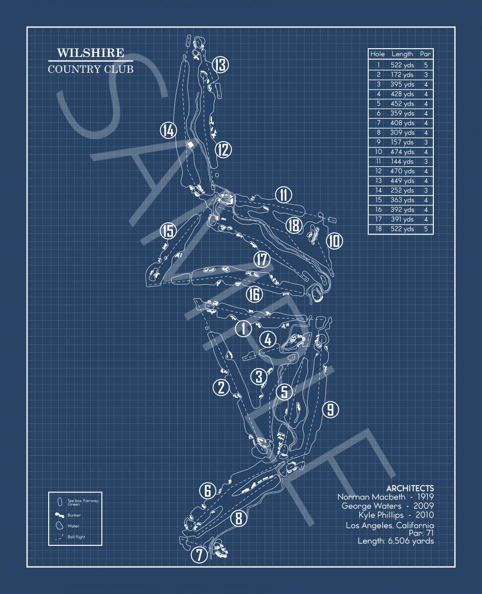 Wilshire Golf Course Blueprint (Print) GolfBlueprints