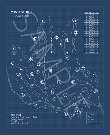 Winters Run Golf Club Blueprint (Print)