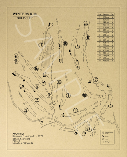 Winters Run Golf Club Outline (Print)
