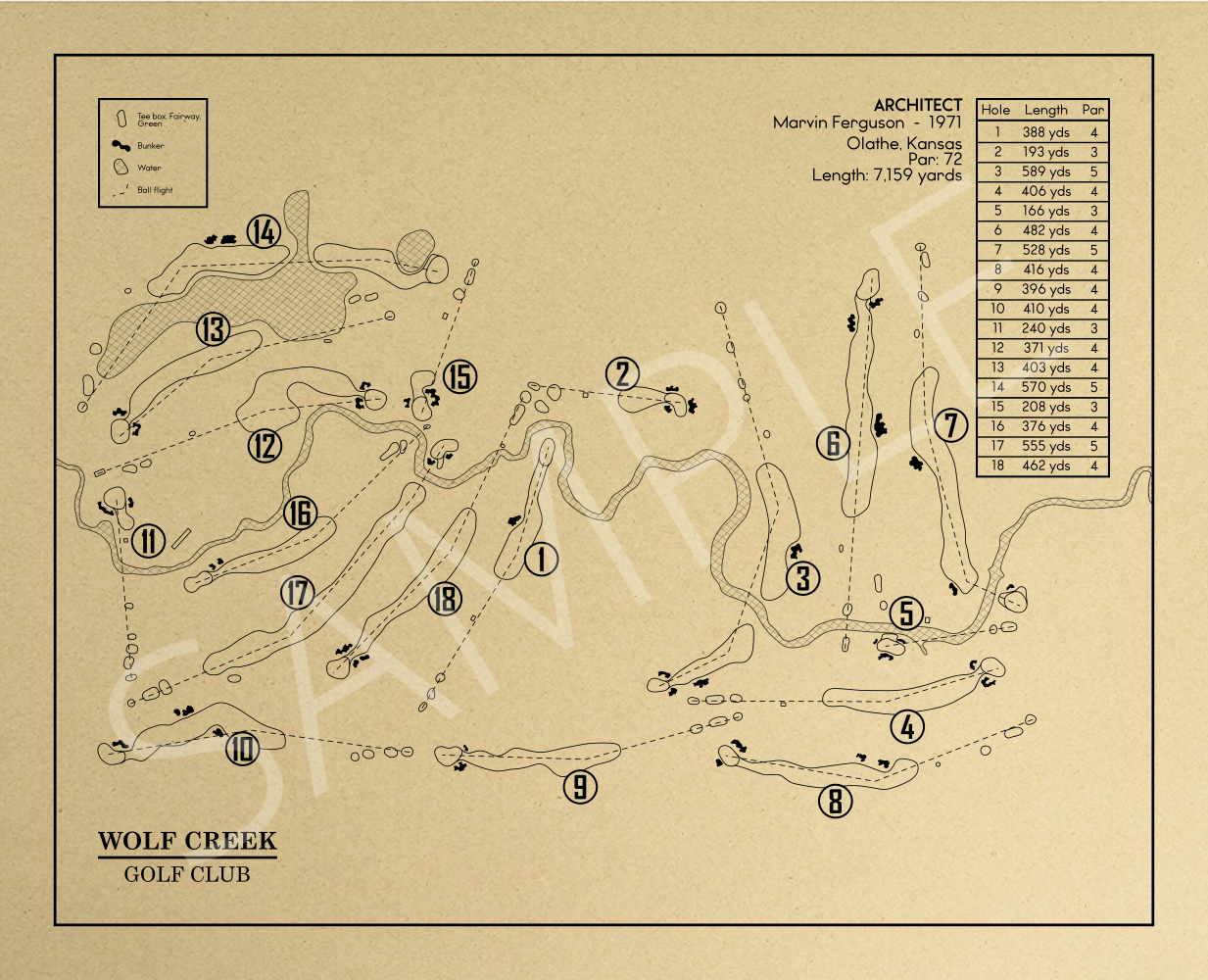 Wolf Creek Golf Club Outline (Print)