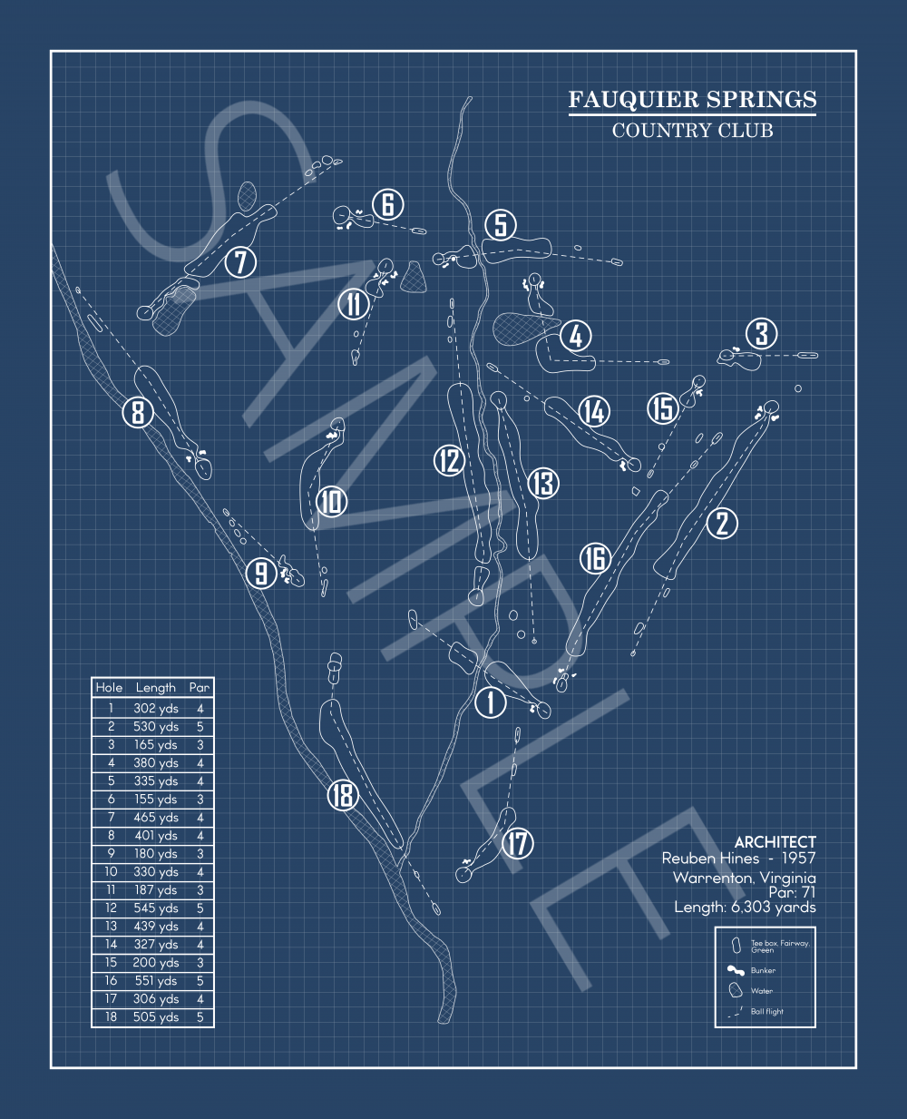 Fauquier Springs Country Club Blueprint (Print)