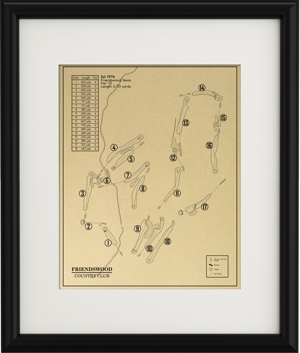 Friendswood Country Club Outline (Print) GolfBlueprints