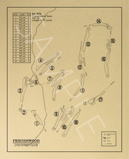 Friendswood Country Club Outline (Print)