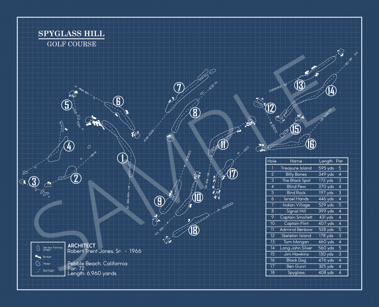 Spyglass Hill Golf Course Blueprint (Print) – GolfBlueprints