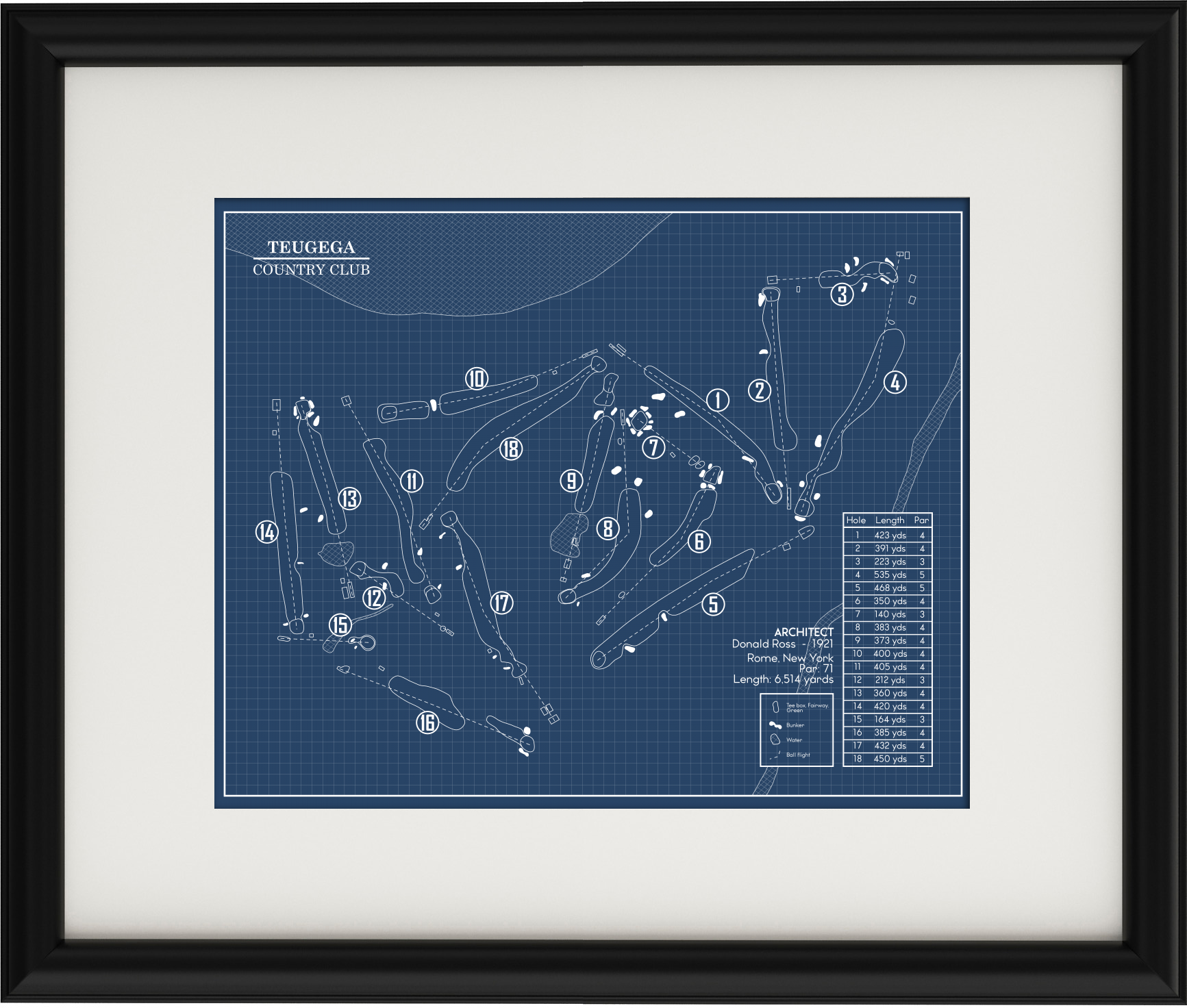 Blue Rant Frame Teugega Country Club Blueprint (Print) – GolfBlueprints