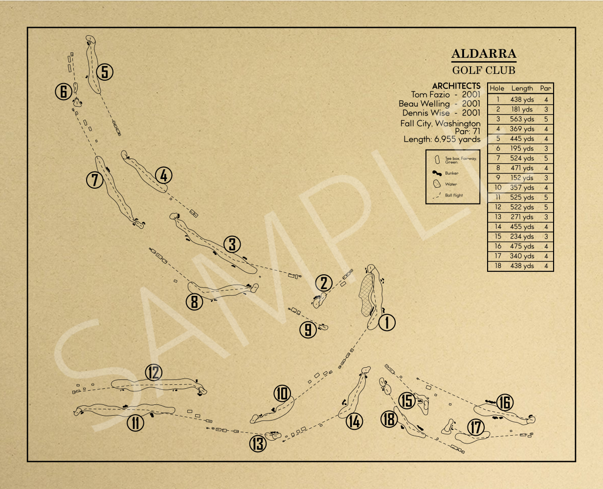 Aldarra Golf Club Outline (Print)