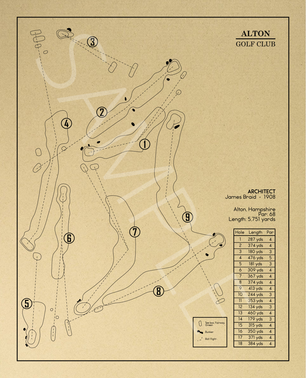 Alton Golf Club Outline (Print)
