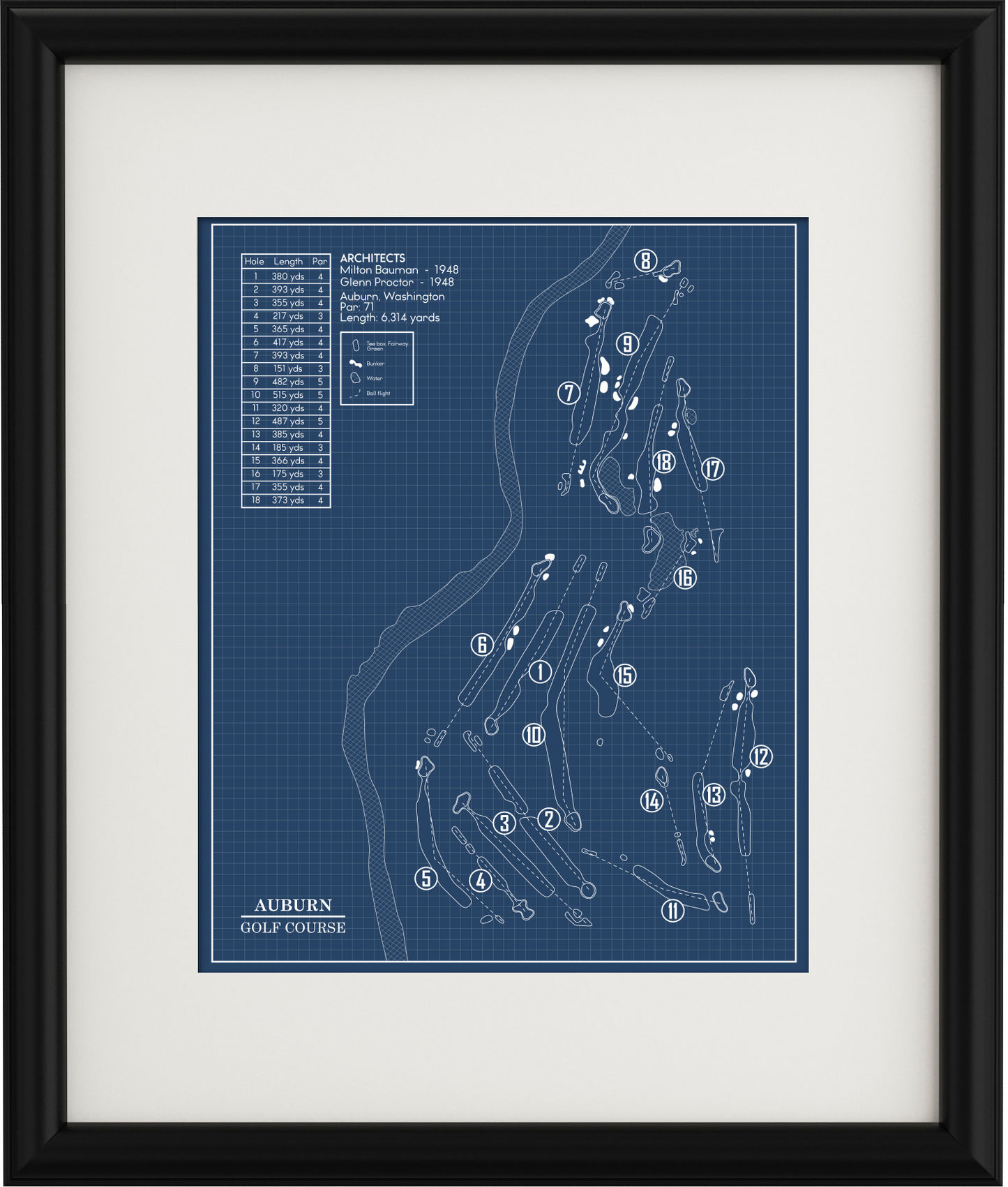 Auburn Golf Club Blueprint (Print)